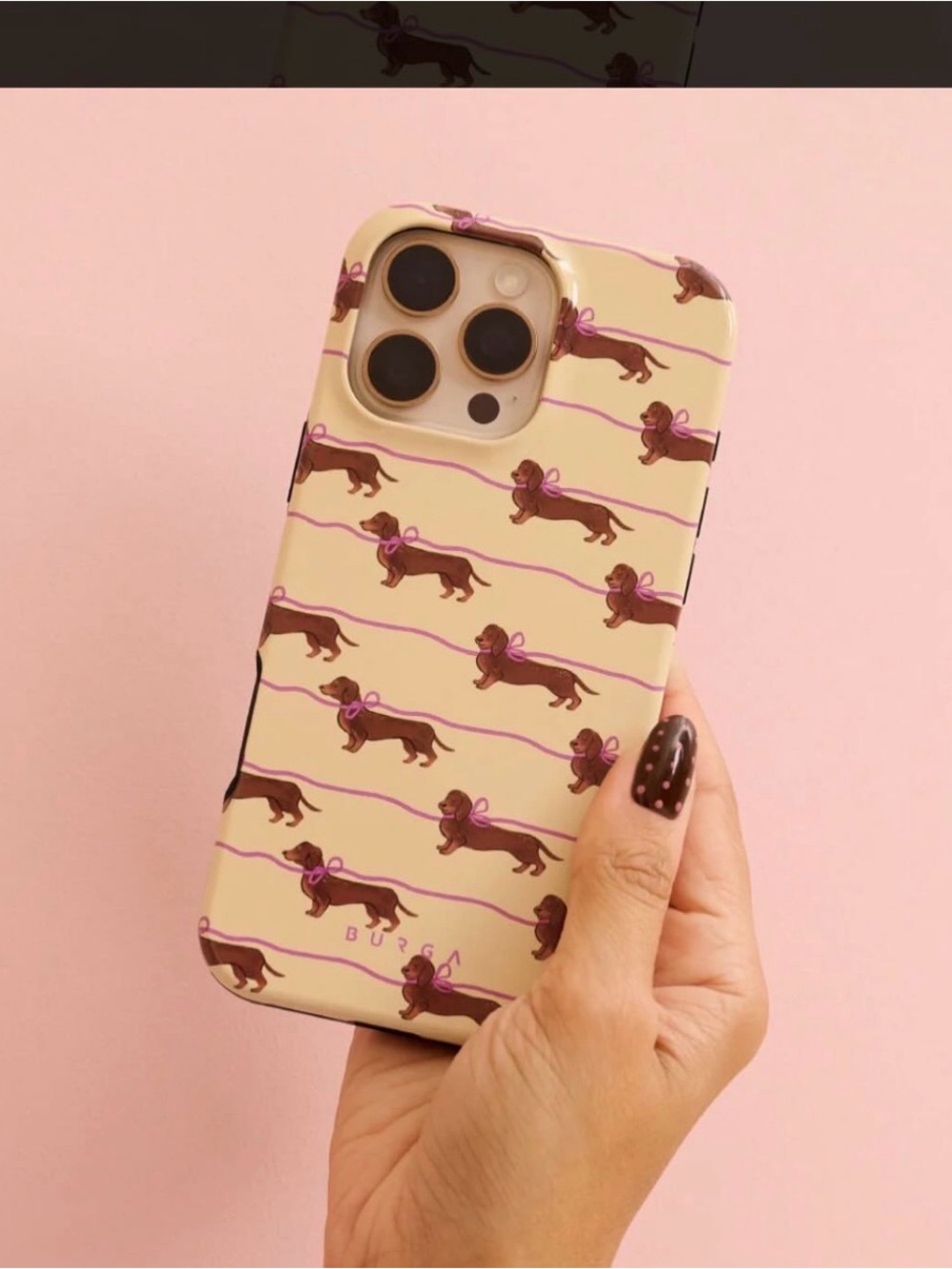 BURGA Dachshund Pattern Beige Phone 14 plus Case  Weeny Dog Sausage Dog